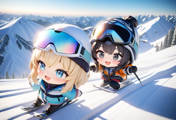 黒髪＆ブロンド・スキーに行った