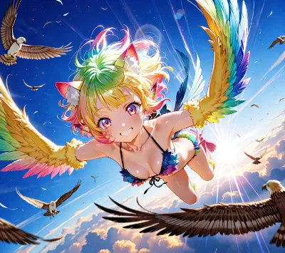 12枚）ハーピーさん空を飛ぶ