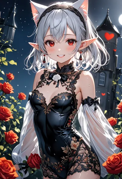 月夜の薔薇園で囁く恋の誘惑