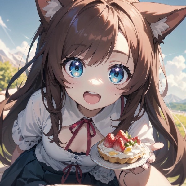 コン子と苺タルト