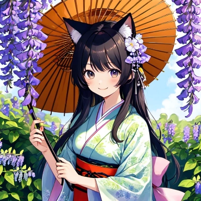 猫耳少女と和服