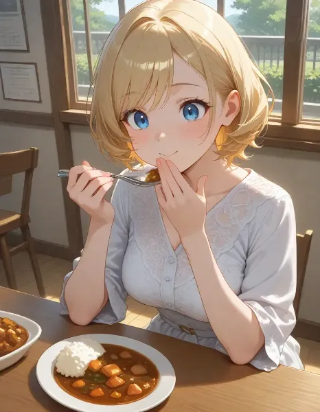 カレーを食べる少女