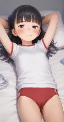 【サンプル】体操服ブルマ姿の〇リJ〇ちゃんたちが横たわりチクポチ＆よつんばいおしり突き出し（12枚）