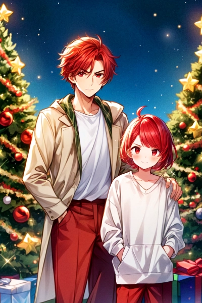 トサカの王様とクリスマスツリー★(2枚)