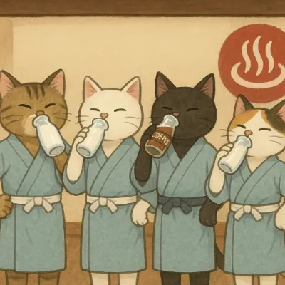 お風呂上がりの牛乳は最高にゃー