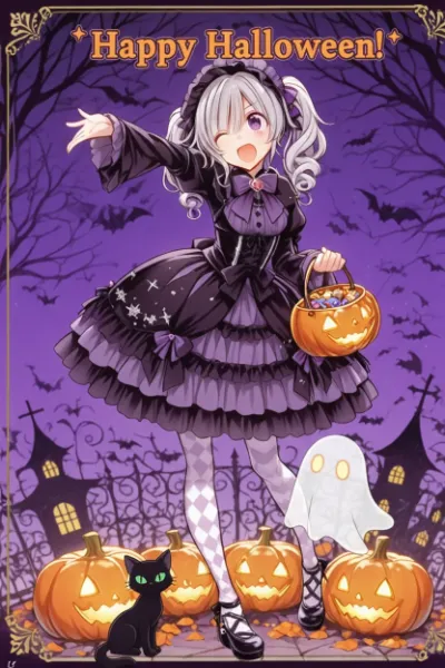 ハロウィンのゴスロリ少女