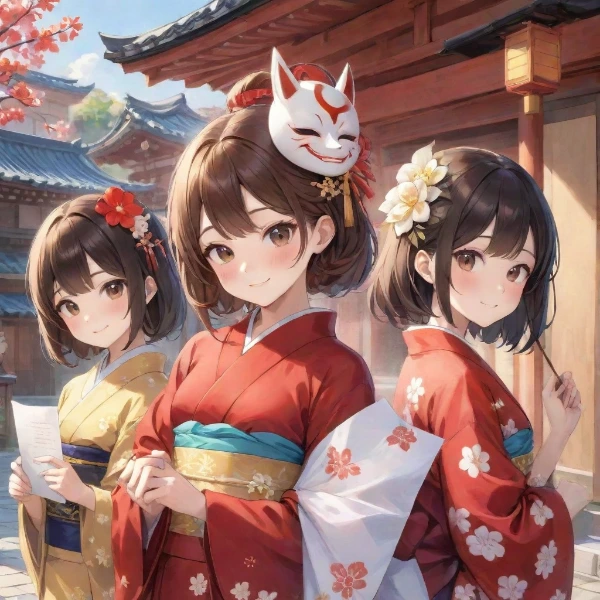 秋祭りの狐娘たちと秘密の出会い