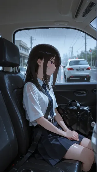 雨天,妹を送迎する