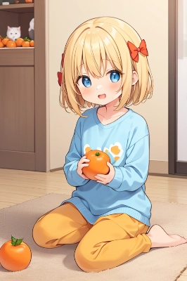 お部屋の中にみかん