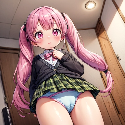 ピンク髪ツインテールな娘のパンツ