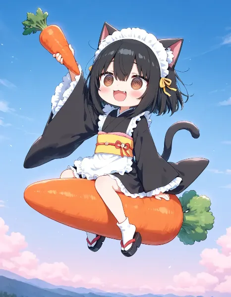 🥕で空飛ぶニャ！