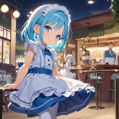 夕方のかわいいウエイトレスさん