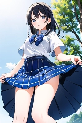 「スカート、チェックにしてみたの。どうかな？」