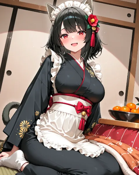 黒猫メイドの椿と蜜柑〜お正月のおもてなし〜