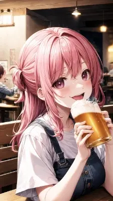 ビールを飲む女の子