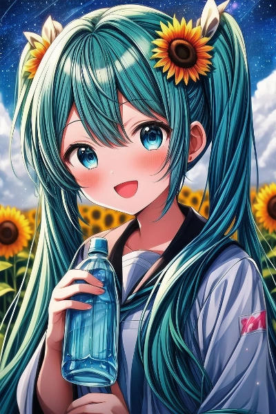 星空とひまわり畑