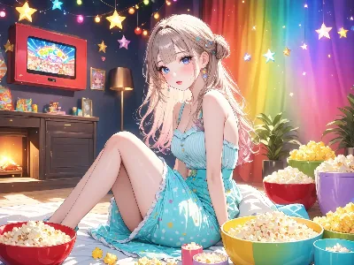 ポップコーンに囲まれた夢の映画夜