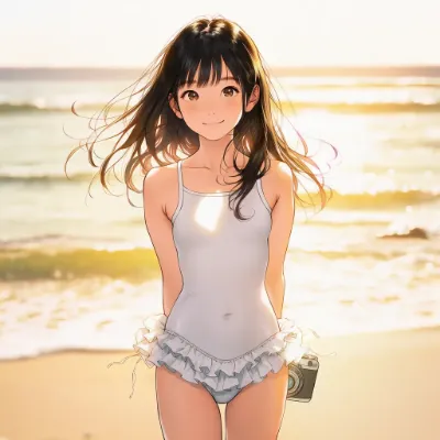 さきちゃんと海辺で