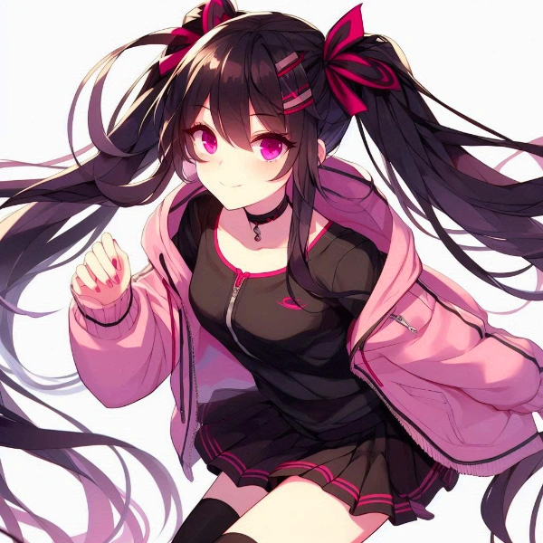 トレーニングでランニングしている、黒髪ツインテール少女！！(4枚)