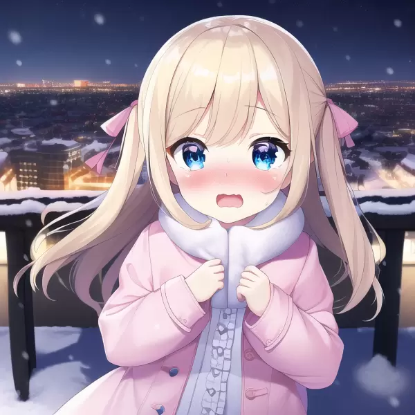 金髪少女と冬の街歩き(夜バージョン)