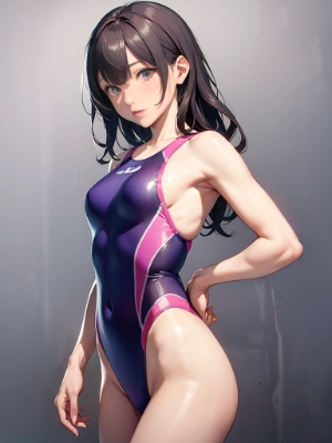 腰に手を当てて