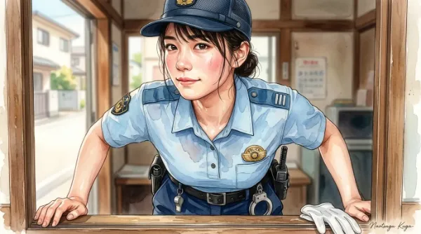 女性警察官・街角の微笑む守護者