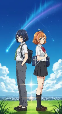 彗星が降る空の下の2人