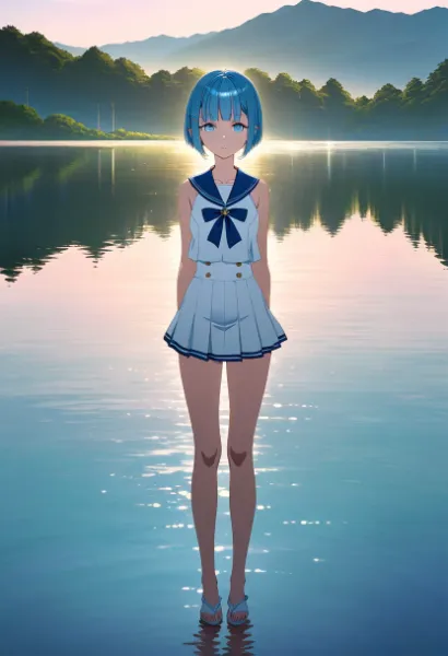 湖畔に佇む青髪の少女の秘密