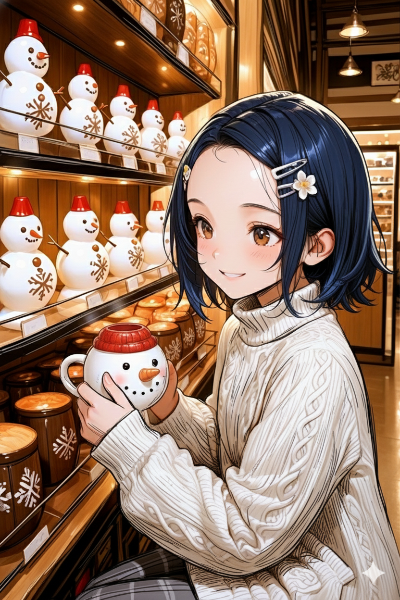 雪だるまのマグと冬の微笑み