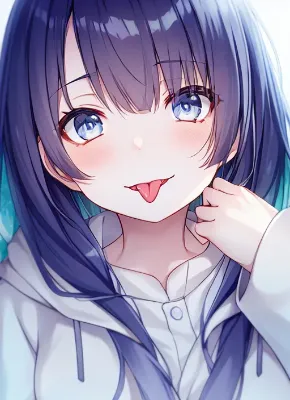 冬服黒髪少女舌出し