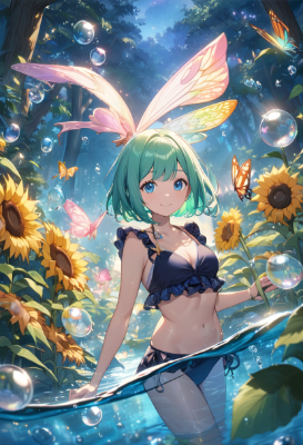 水没した向日葵畑と妖精たち