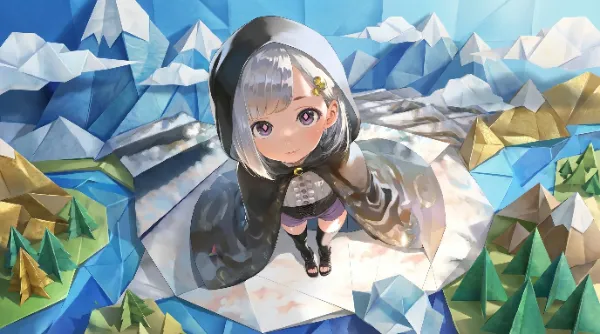 折り紙の王国を旅する少女