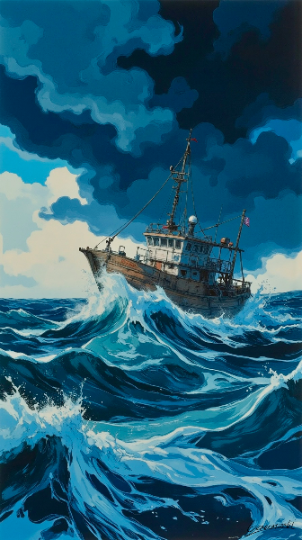 荒れ狂う海に挑む／スマホ壁紙アーカイブ