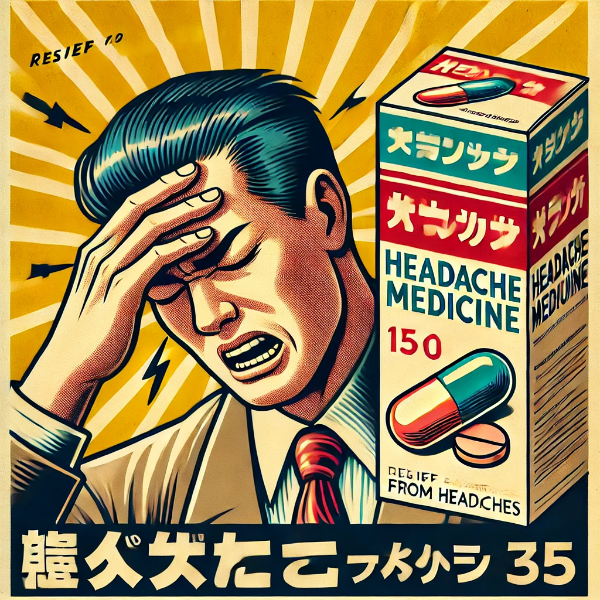 頭痛薬のポスター（昭和風）