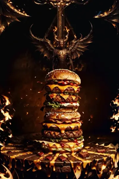 インフェルノデーモンチーズベーコン焼きハンバーガー