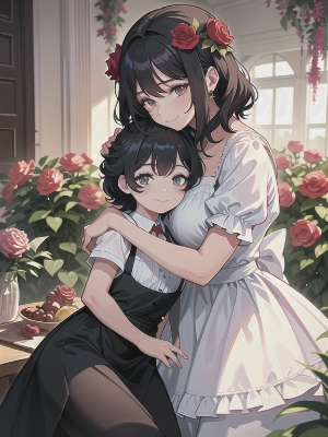 抱き合う女性