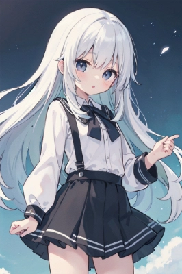 白い髪の女の子　#!Aipictors1周年