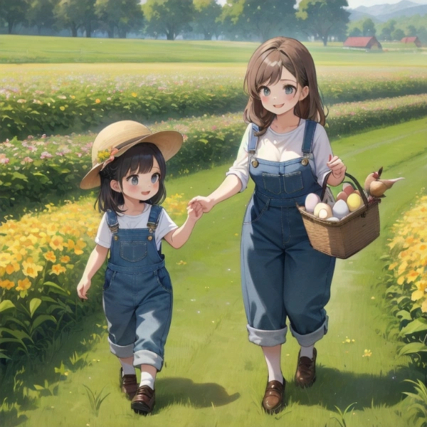 「たまごたくさ～ん！」「そうねー」