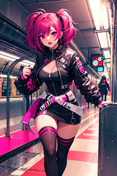 地下鉄とサイバーパンクなツインテール女性★(24枚)