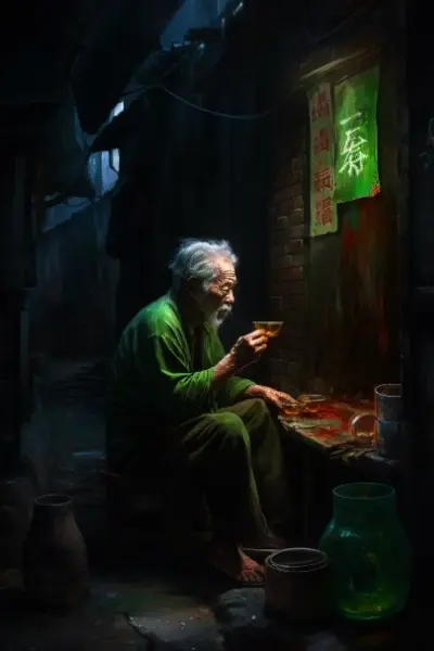 路地裏で飲む老人