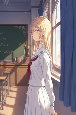 金髪お嬢様の制服姿