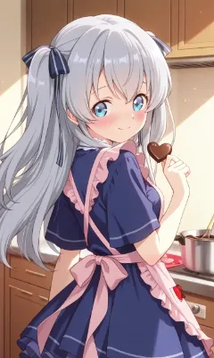チョコづくりをするセリアちゃん