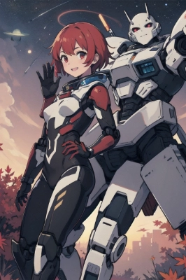 赤髪ショートとロボット