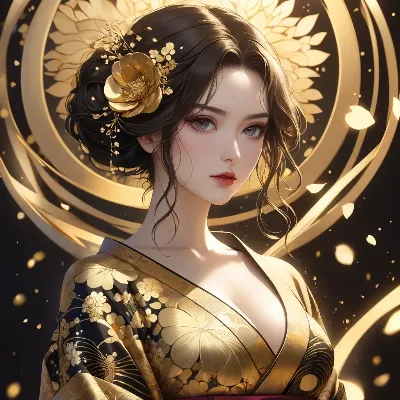 黄金の華に輝く美女