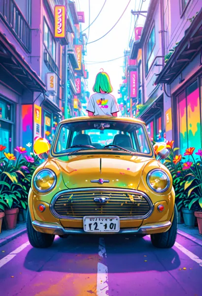 ゴールドのミニクーパー