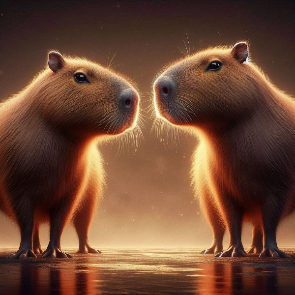 目と目が合ってるカピバラ