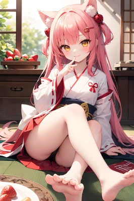 くつろぐ巫女さん