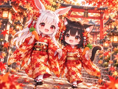 みんなで秋の和服なのだぁ～♪