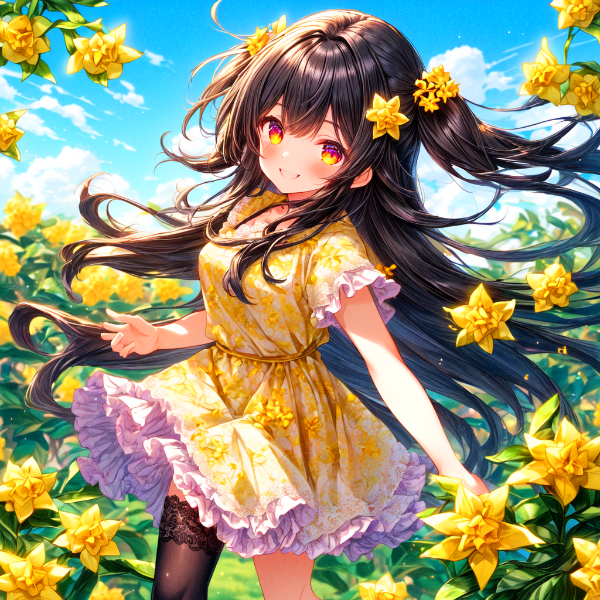 夢のような金木犀っぽい花畑と、うちの子＊(2枚)