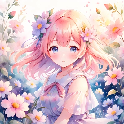 花と少女。